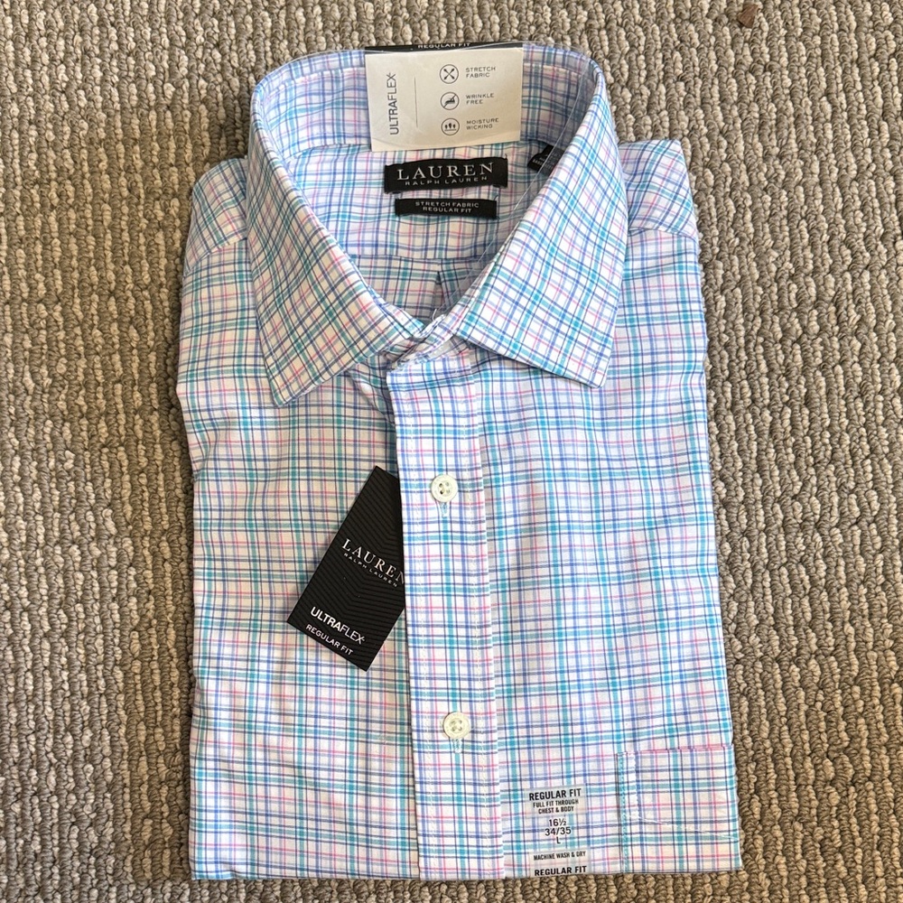 Ralph Lauren Blue and Pink Plaid Dress Shirt